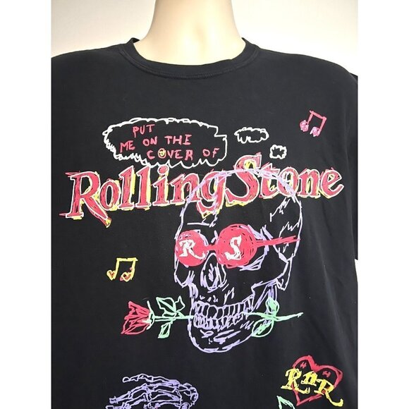 Rolling Stone Magazine Music Black Graphic T-Shirt Large Skull Gothic Stretch - Picture 4 of 7